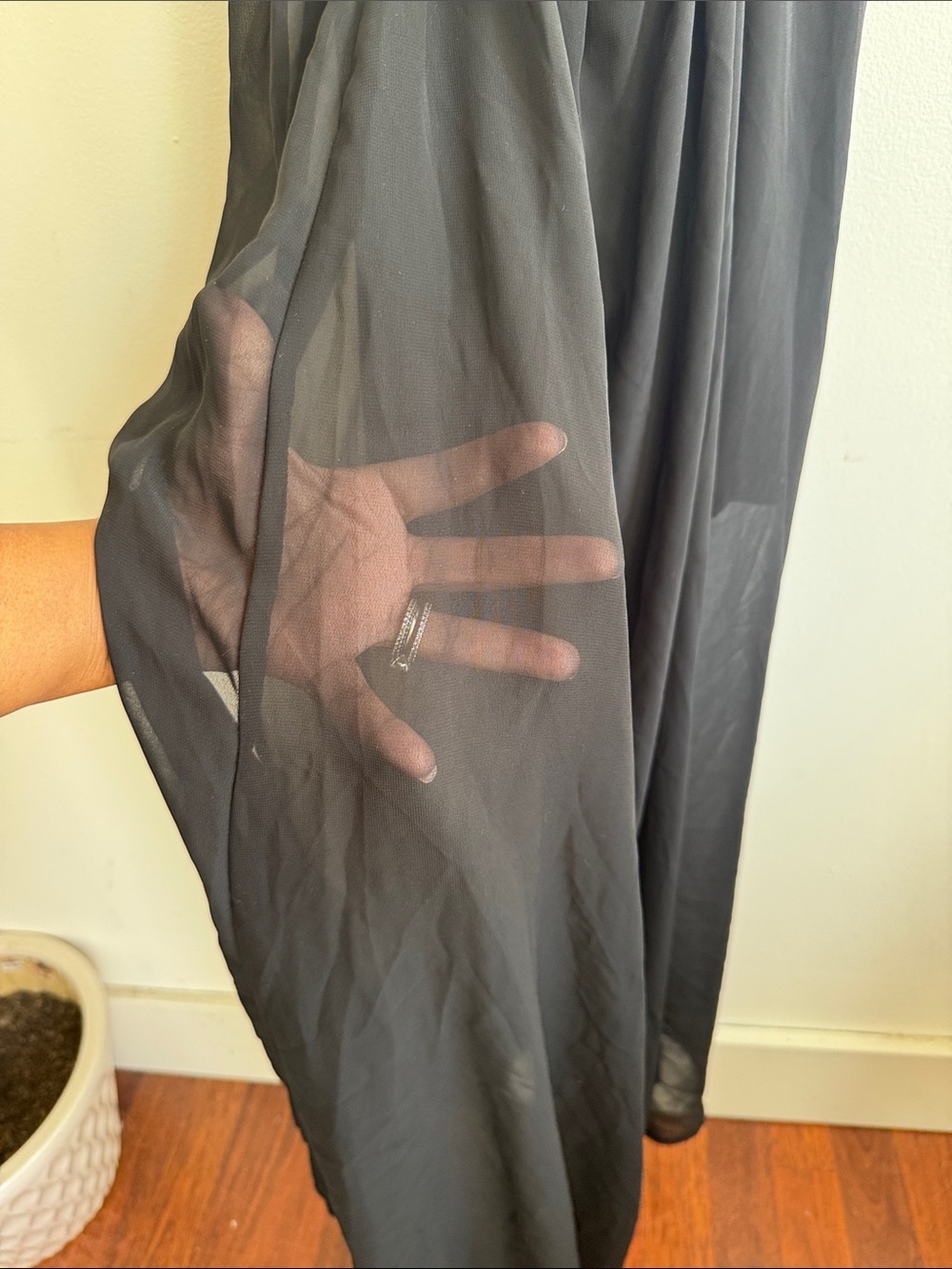 Black Lace Chiffon Maxi Dress – Boho Gothic Sheer Overlay XL - Picture 14 of 15